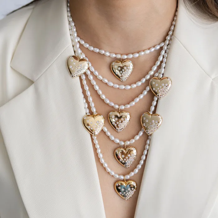 Necklaces RACHEL LYNN CHICAGO Yellow Gold Diamond Puffy Heart Pendant
