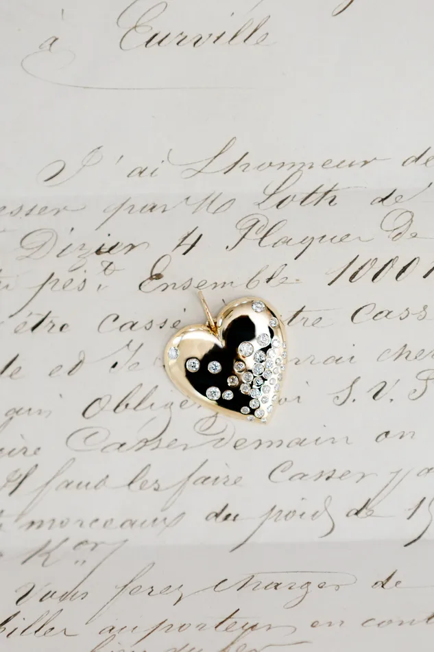 Necklaces RACHEL LYNN CHICAGO Yellow Gold Diamond Puffy Heart Pendant