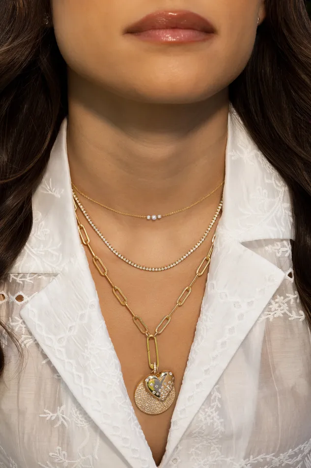 Necklaces RACHEL LYNN CHICAGO Yellow Gold Diamond Puffy Heart Pendant