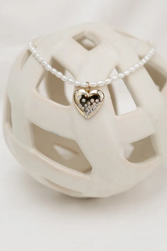 Necklaces RACHEL LYNN CHICAGO Yellow Gold Diamond Puffy Heart Pendant