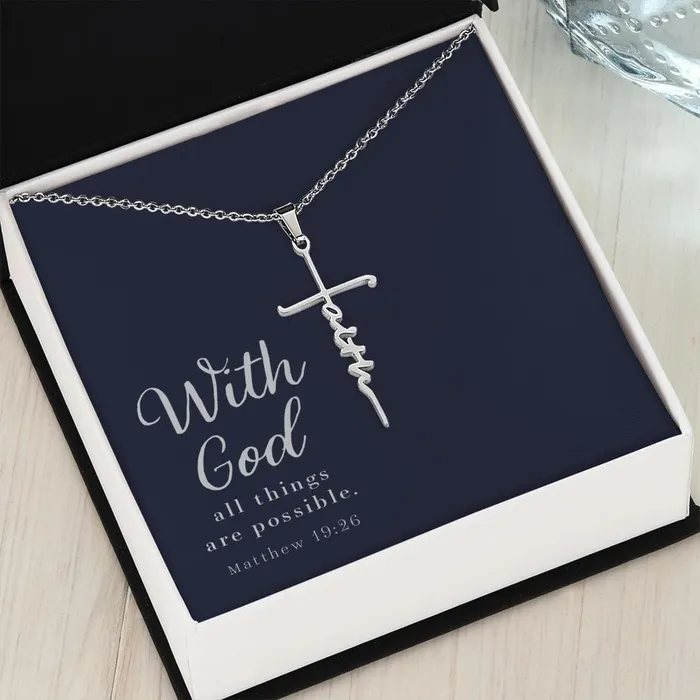 Necklaces ShineOn Fulfillment Faith Cross Necklace Matthew 1926