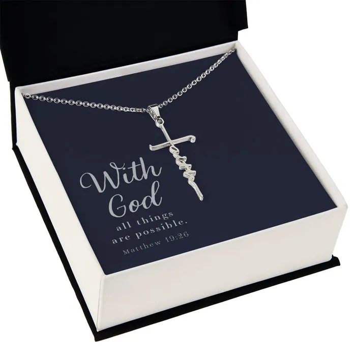 Necklaces ShineOn Fulfillment Faith Cross Necklace Matthew 1926