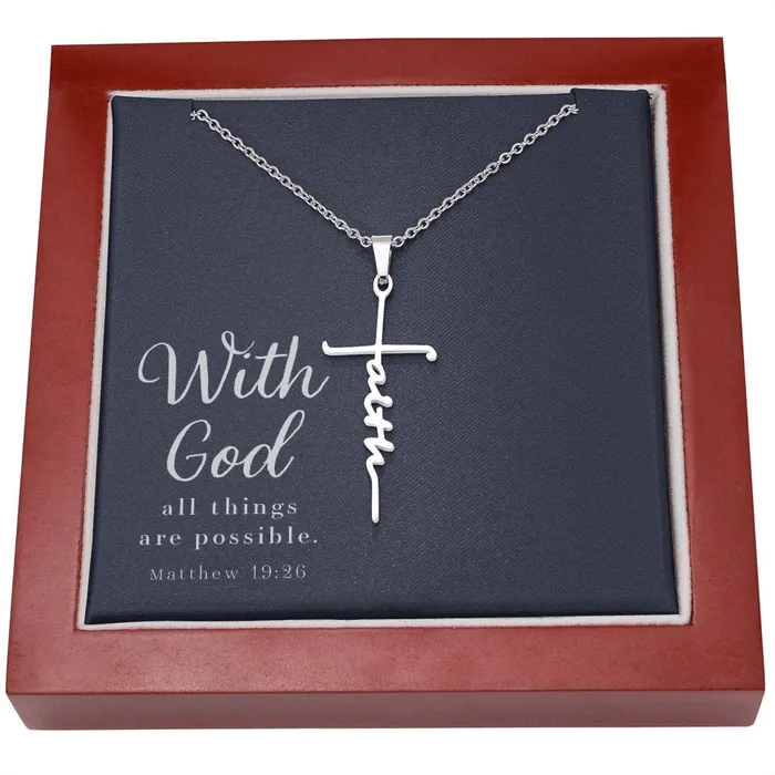 Necklaces ShineOn Fulfillment Faith Cross Necklace Matthew 1926