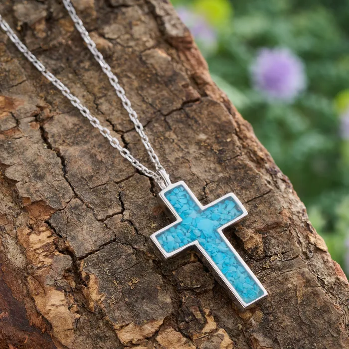 Necklaces Sterling Silver Turquoise Cross Necklace Chadds Ford Jewelry
