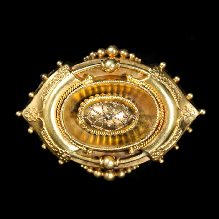 Necklaces Victorian Etruscan Revival Locket Brooch OTC