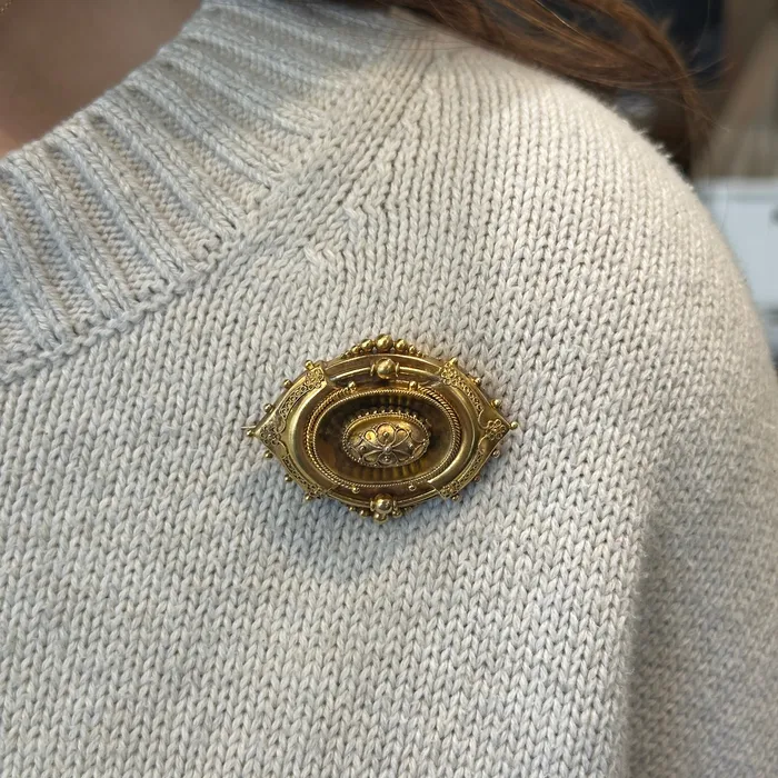 Necklaces Victorian Etruscan Revival Locket Brooch OTC