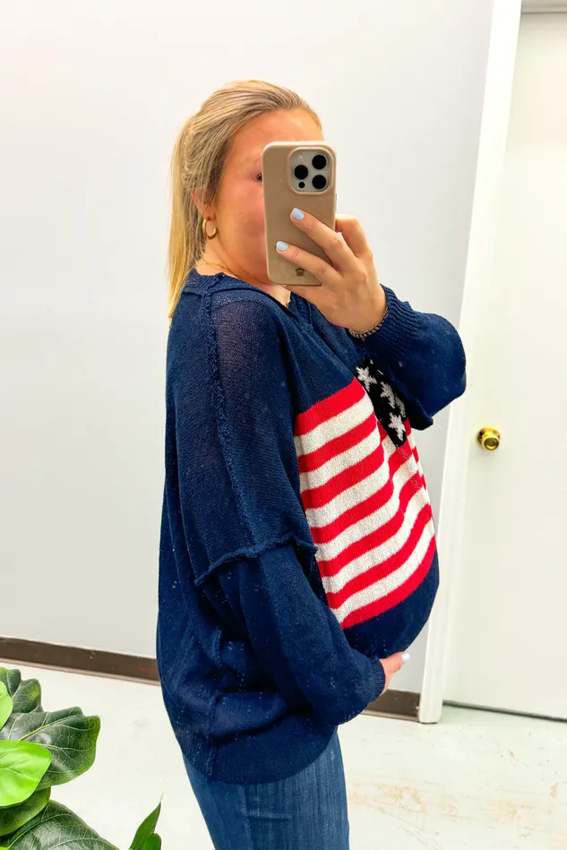 Necklaces White Birch Color Me America Sweater Navy