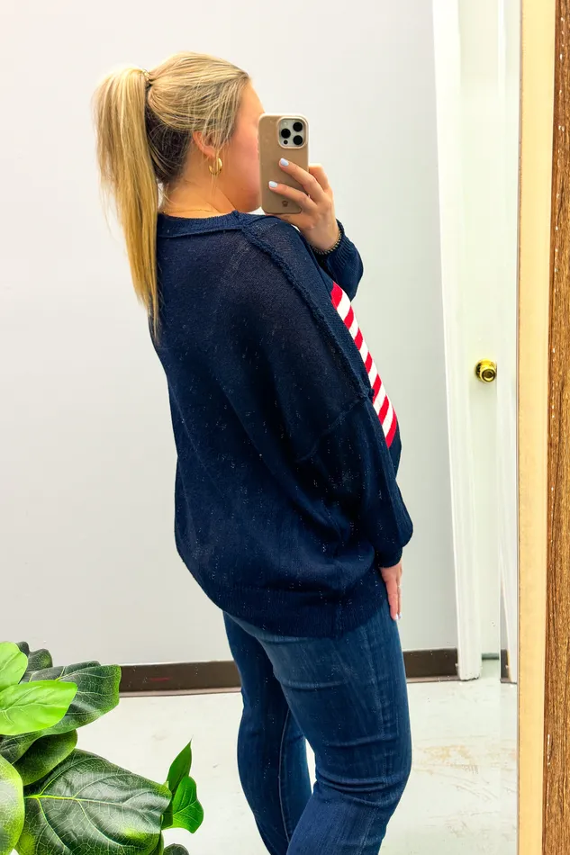 Necklaces White Birch Color Me America Sweater Navy