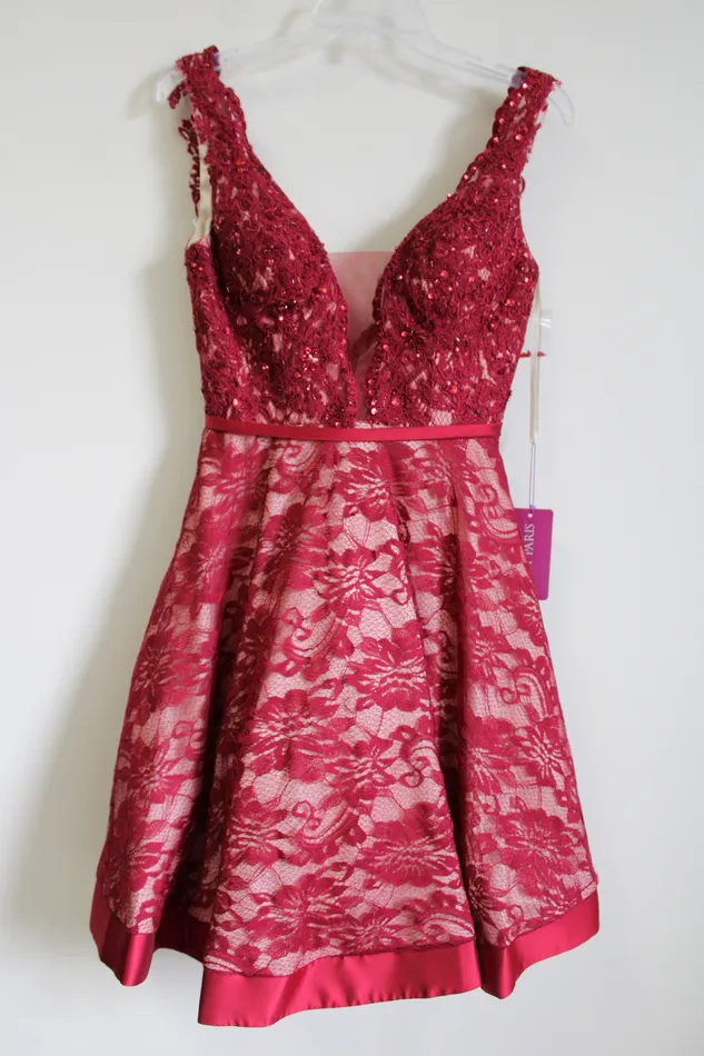 NEW Abby Paris Red Sequined Lace Dress 4 Abby Paris Earrings