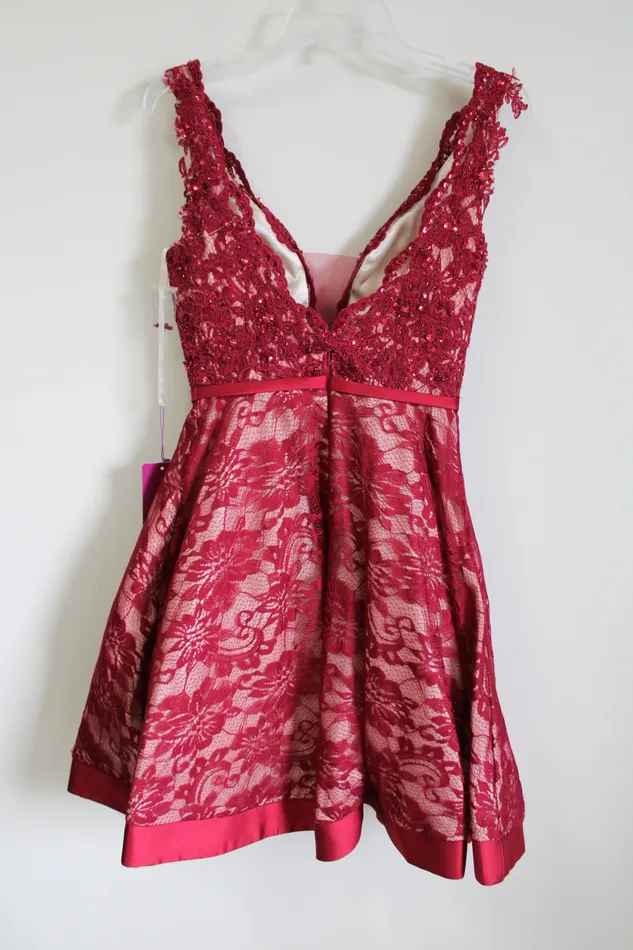 NEW Abby Paris Red Sequined Lace Dress 4 Abby Paris Earrings
