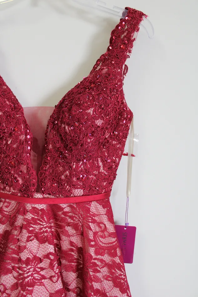 NEW Abby Paris Red Sequined Lace Dress 4 Abby Paris Earrings