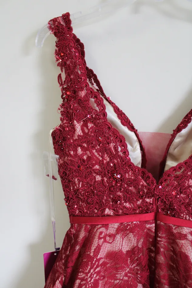 NEW Abby Paris Red Sequined Lace Dress 4 Abby Paris Earrings