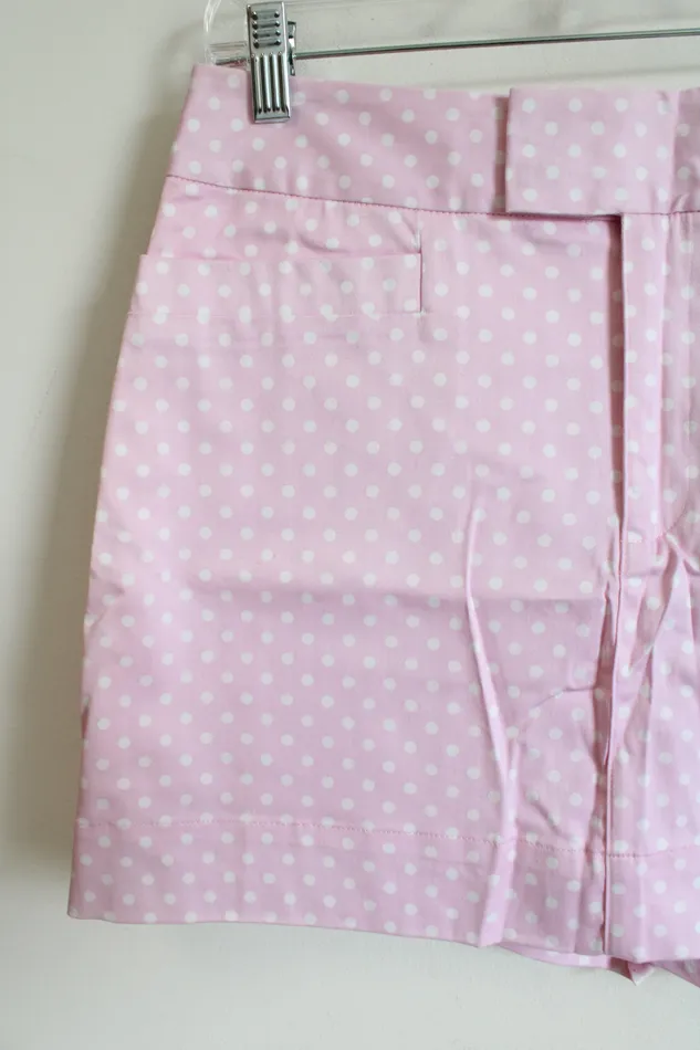 NEW BMoss Stretch Pink Polka Dot Skirt 8 BMoss Earrings