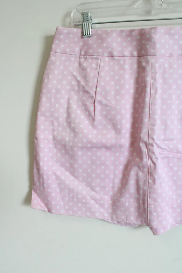 NEW BMoss Stretch Pink Polka Dot Skirt 8 BMoss Earrings
