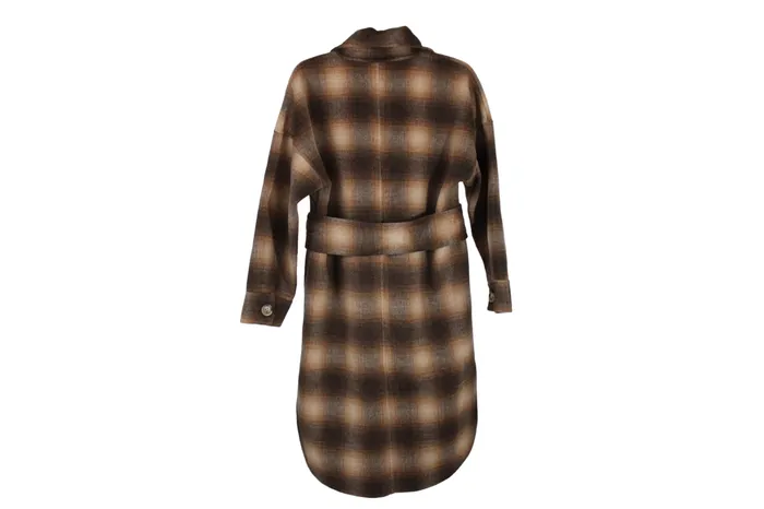 NEW Quaint Wool Brown Plaid Coat 32 QUAINT Earrings
