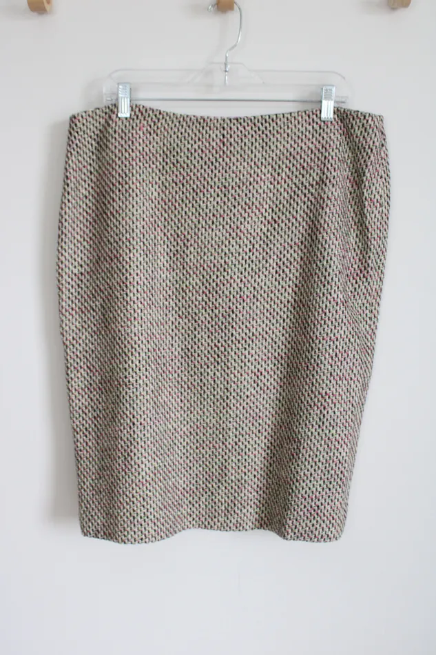 NEW Talbots Pink Green Tweed Pencil Skirt 16 Talbots Earrings