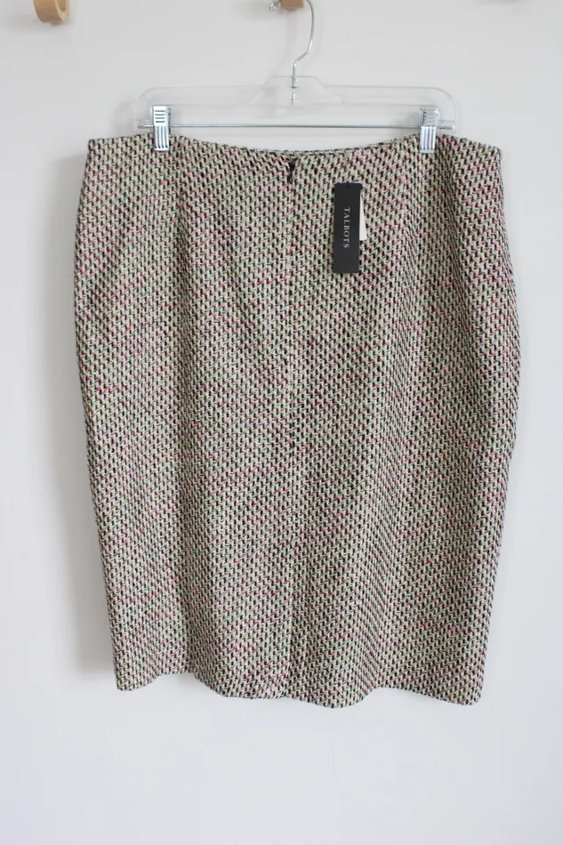 NEW Talbots Pink Green Tweed Pencil Skirt 16 Talbots Earrings