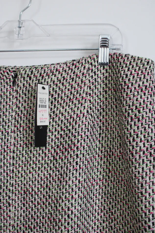 NEW Talbots Pink Green Tweed Pencil Skirt 16 Talbots Earrings