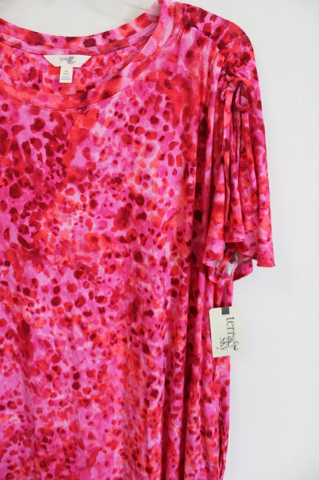 NEW Terra Sky Pink Spotted Dress 0X 14W Terra Sky Earrings