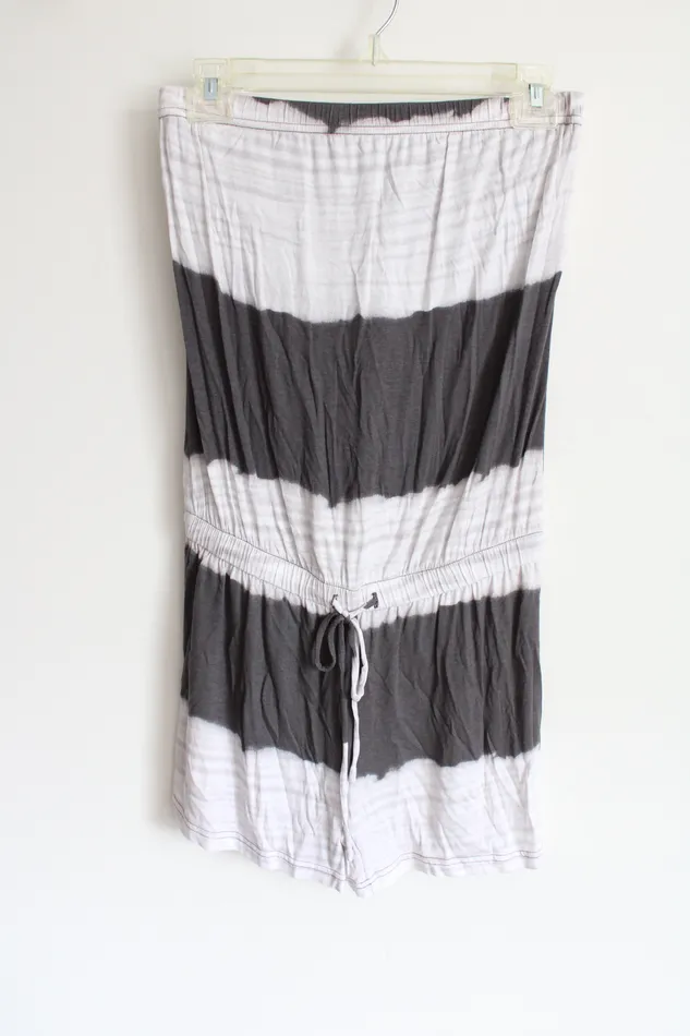 New York Company Necklaces New York Co Gray White Striped Tie Dye Style Romper XS New York Company Necklaces New York Co Gray White Striped Tie Dye Style Romper XS