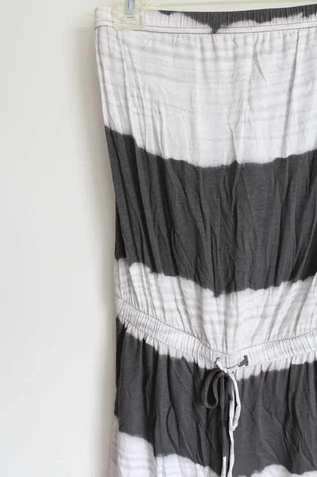New York Company Necklaces New York Co Gray White Striped Tie Dye Style Romper XS