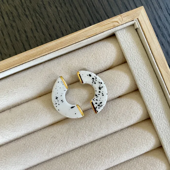 NINA BOSCH Earrings Arch Porcelain Earrings Nguni and Gold