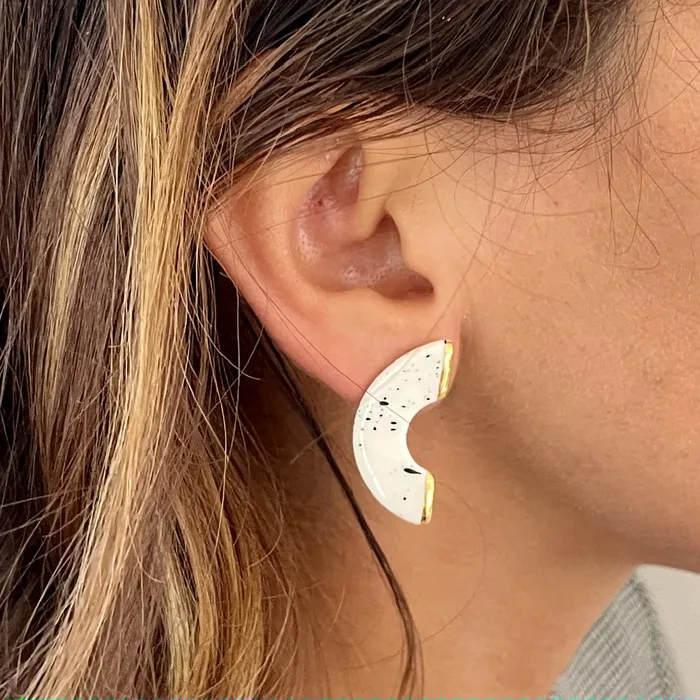 NINA BOSCH Earrings Arch Porcelain Earrings Nguni and Gold