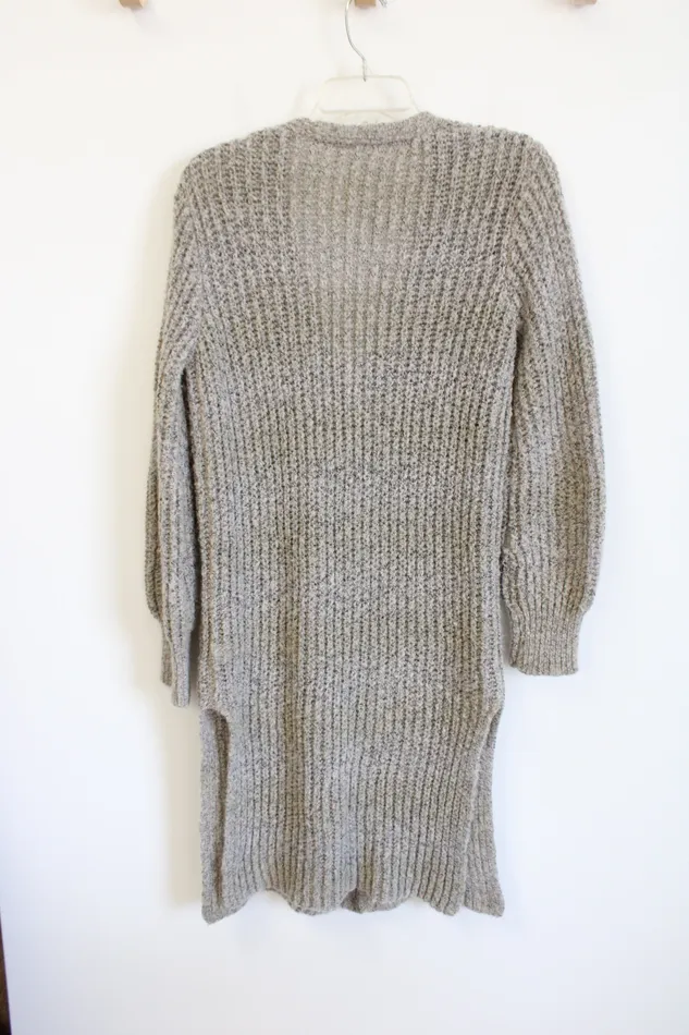 No Boundaries Gray Tan Knit Long Cardigan Sweater L No Boundaries Earrings