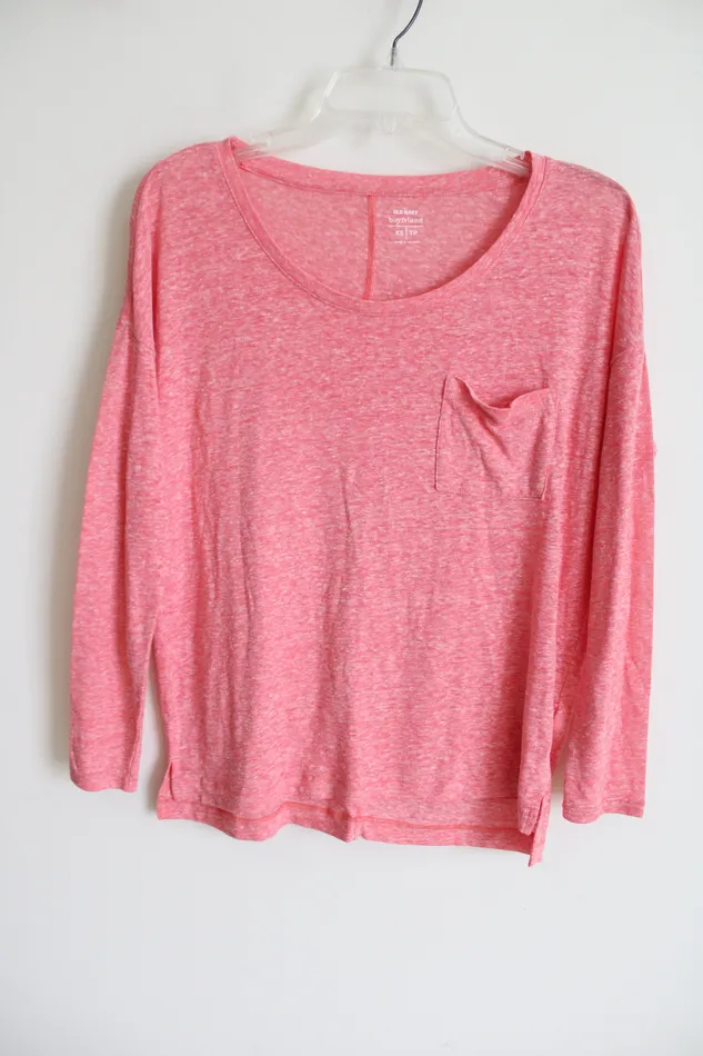 Old Navy Red Boyfriend Linen Blend Top XS Old Navy Earrings