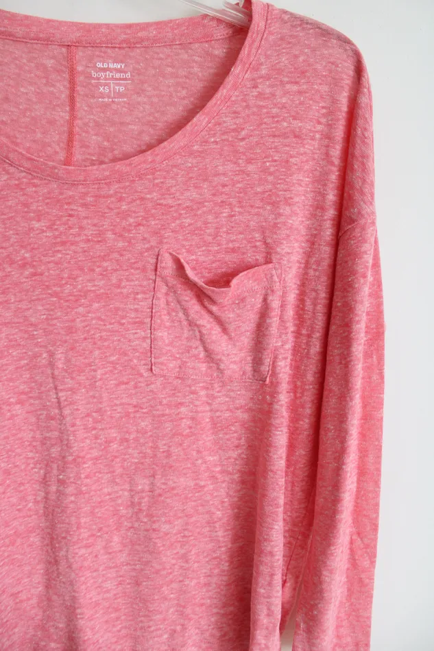 Old Navy Red Boyfriend Linen Blend Top XS Old Navy Earrings