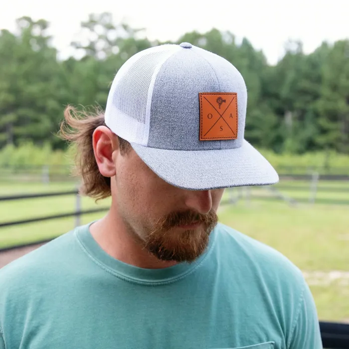 Old South Apparel Necklaces Cross Leather Patch Trucker Hat