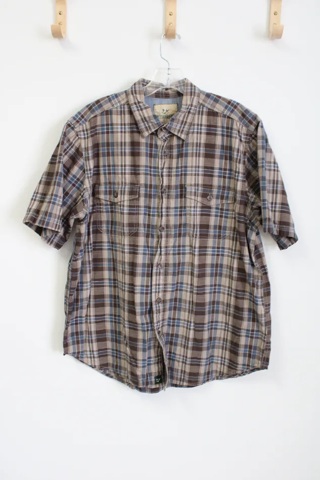 OutdoorLife Earrings OutdoorLife Brown Plaid Button Down Shirt L