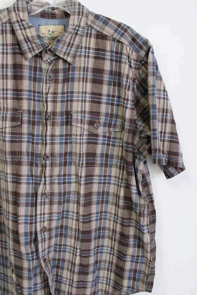 OutdoorLife Earrings OutdoorLife Brown Plaid Button Down Shirt L