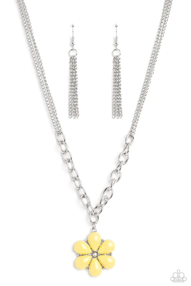 Paparazzi Accessories Dazzling Dahlia Yellow Earrings