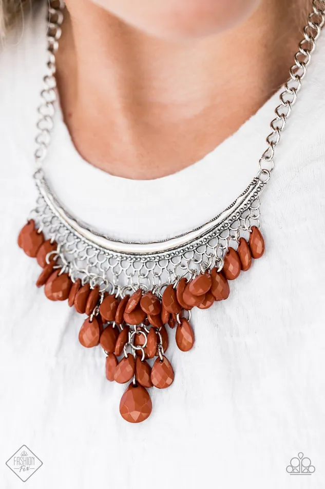 Paparazzi Accessories Earrings Rio Rainfall Brown