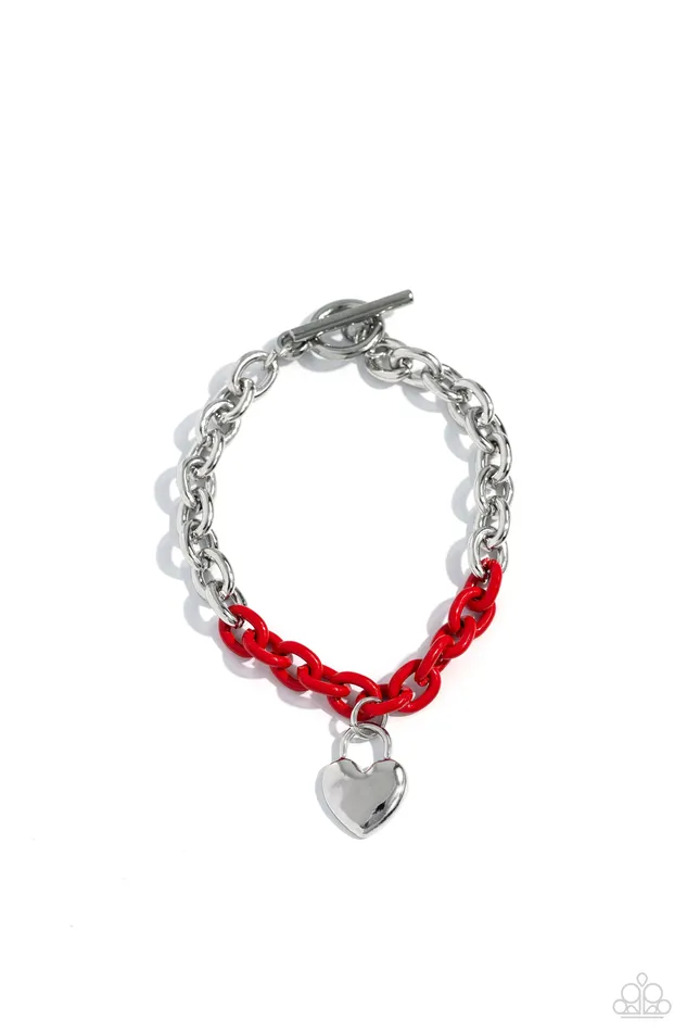 Paparazzi Accessories Necklaces Locked and Loved Red