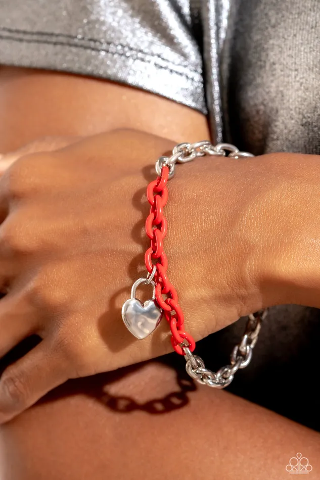 Paparazzi Accessories Necklaces Locked and Loved Red
