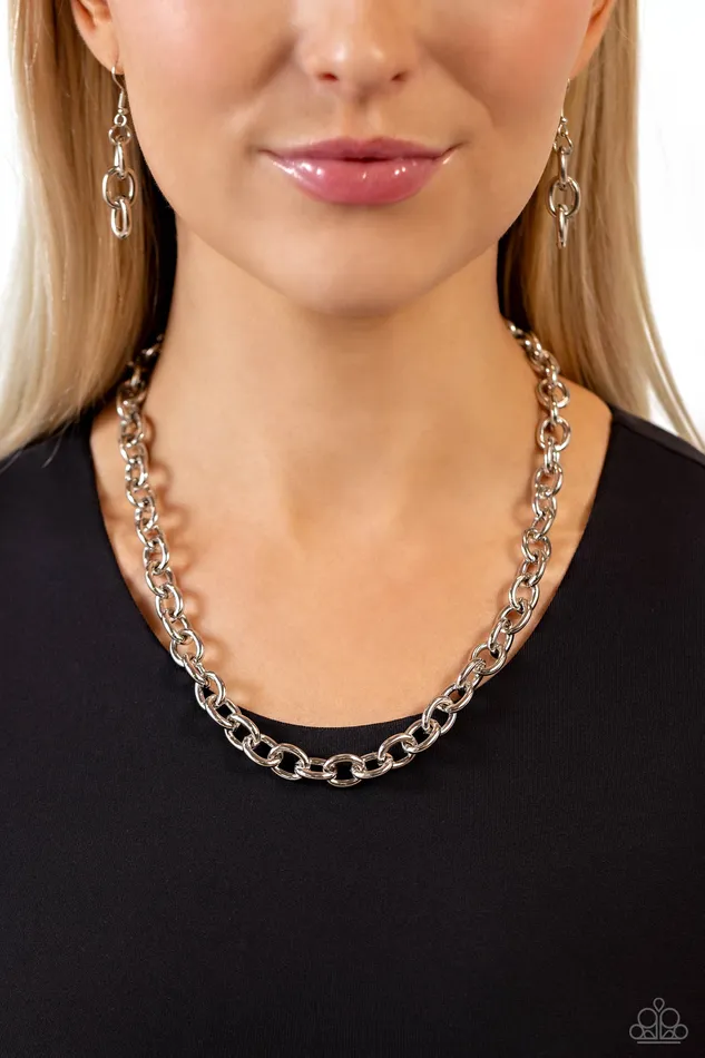 Paparazzi Accessories Necklaces Things Have CHAINged Silver
