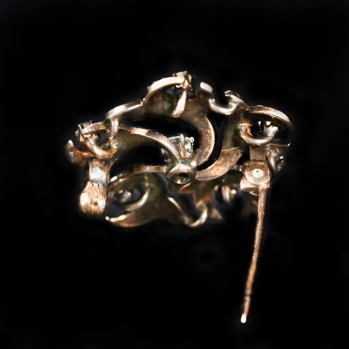 Paragon Mills Necklaces Victorian 14K Yellow Gold Diamond and Pearl Brooch