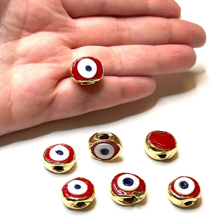 Peppy Beads 24Kt Gold Plated Hand Made Evil Eye Beads Hand Made Evil Eye Beads Red Necklaces Peppy Beads 24Kt Gold Plated Hand Made Evil Eye Beads Hand Made Evil Eye Beads Red Necklaces