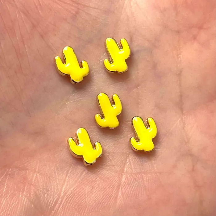 Peppy Beads 24Kt Gold Plated Neon Yellow Enamelled Cactus Spacers 5 pcs in a pack Earrings Peppy Beads 24Kt Gold Plated Neon Yellow Enamelled Cactus Spacers 5 pcs in a pack Earrings