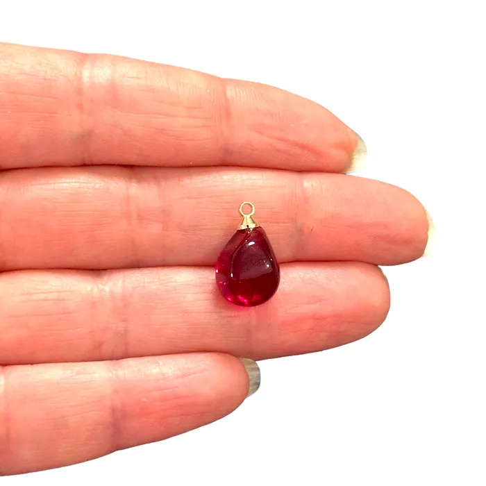 Peppy Beads Charm Necklaces Hand Made Murano Glass Pomegranate Aril Charm With 24Kt Gold Plated Pin