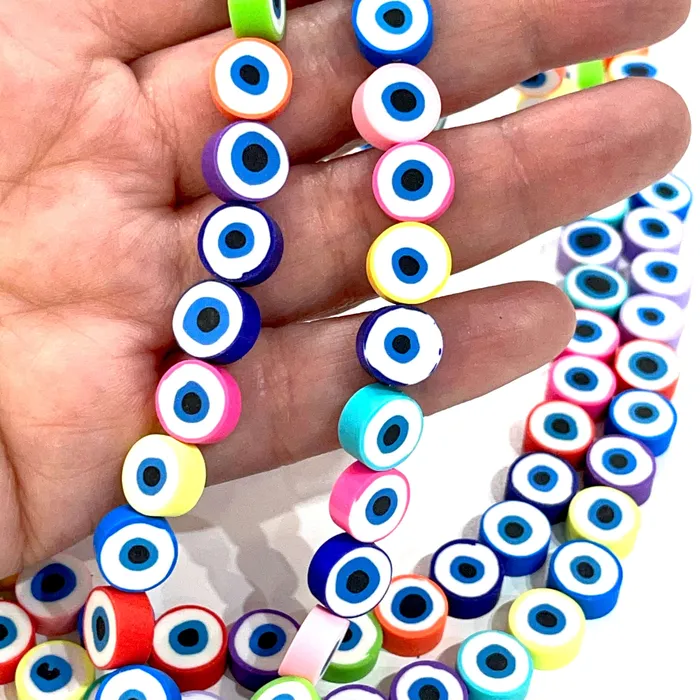 Peppy Beads Earrings 10mm Polymer Clay Flat Round Beads10 Beads in a Pack