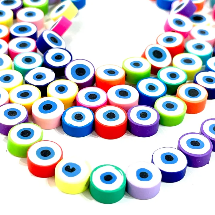 Peppy Beads Earrings 10mm Polymer Clay Flat Round Beads10 Beads in a Pack