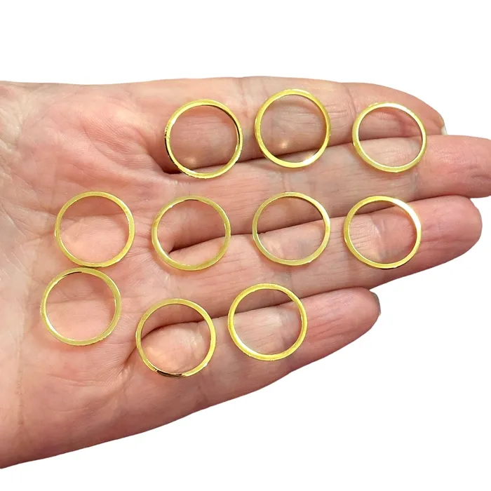 Peppy Beads Earrings 24Kt Gold Plated 16mm Connector Rings 16mm Closed Gold Rings 10 pcs in a pack