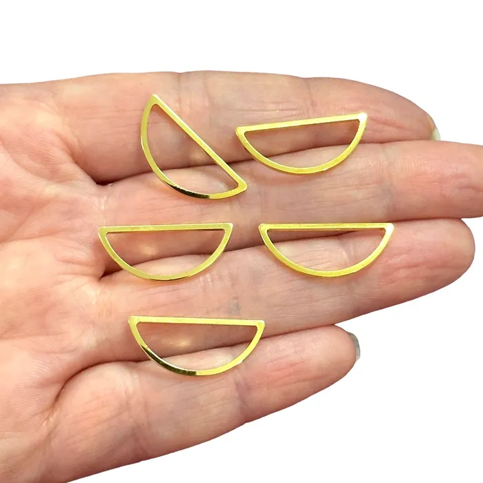 Peppy Beads Earrings 24Kt Gold Plated 23x10mm Semicircle Charms Gold Oval Semicircle Charms 5 pcs in a pack