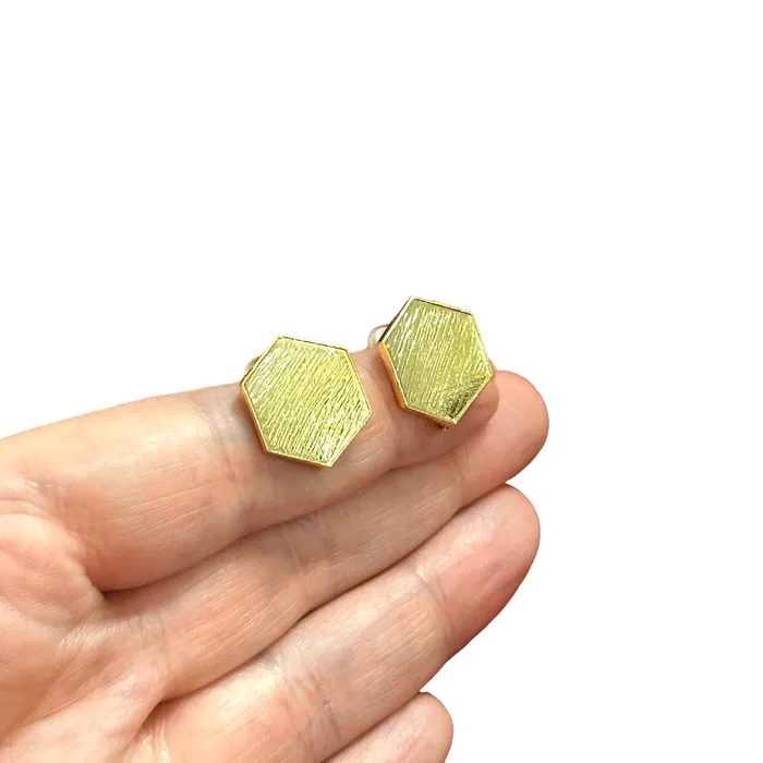 Peppy Beads Earrings 24Kt Gold Plated Brass Stud Earrings 2 pcs in a pack Peppy Beads Earrings 24Kt Gold Plated Brass Stud Earrings 2 pcs in a pack