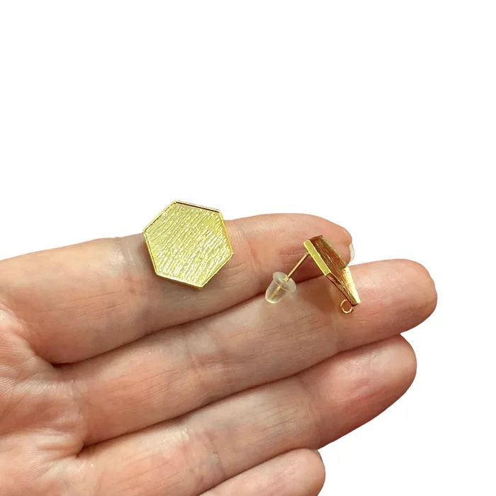 Peppy Beads Earrings 24Kt Gold Plated Brass Stud Earrings 2 pcs in a pack Peppy Beads Earrings 24Kt Gold Plated Brass Stud Earrings 2 pcs in a pack