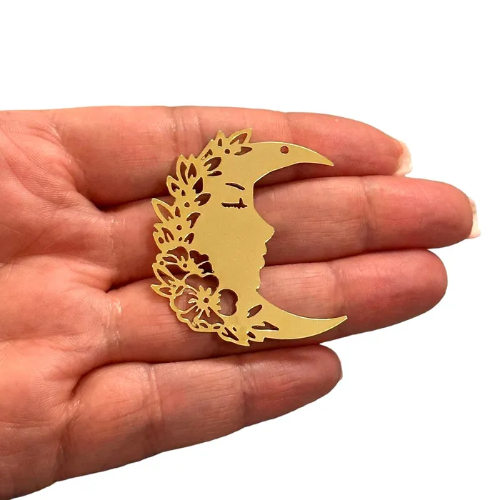 Peppy Beads Earrings 24Kt Gold Plated Crescent CharmLaser Cut Crescent Charm