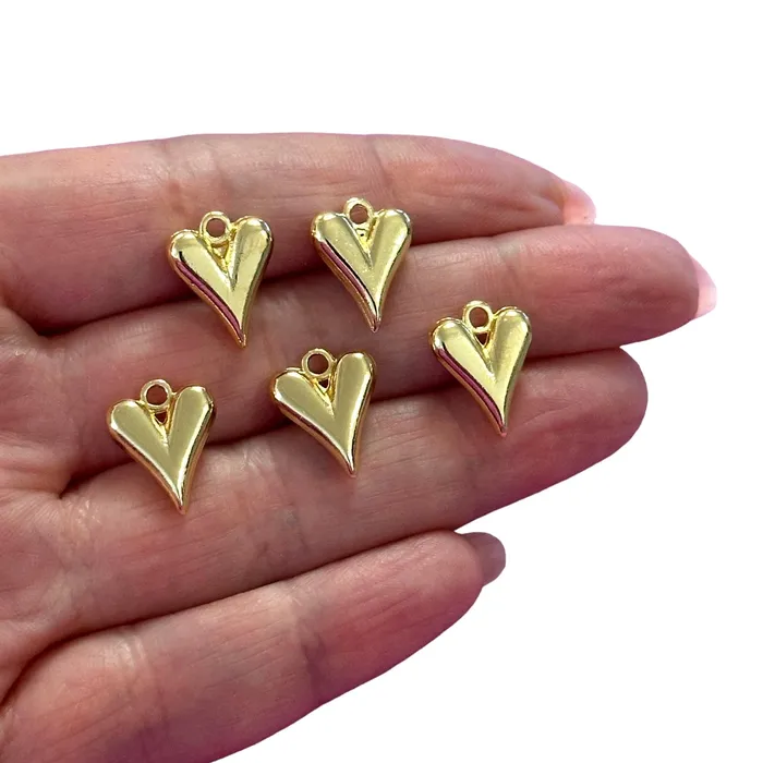 Peppy Beads Earrings 24Kt Gold Plated Heart Charms 5 pcs in a pack